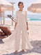 Jumpsuit Scoop 3/4 Sleeves Floor-Length Mother of the Bride Dresses with Applique & Lace