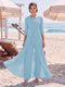 Jumpsuit Scoop 3/4 Sleeves Floor-Length Mother of the Bride Dresses with Applique & Lace