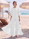 Jumpsuit Scoop 3/4 Sleeves Floor-Length Mother of the Bride Dresses with Applique & Lace