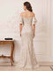 Trumpet/Mermaid Short Sleeves Off-the-Shoulder Floor-Length Mother Of The Bride Dresses With Ruffles