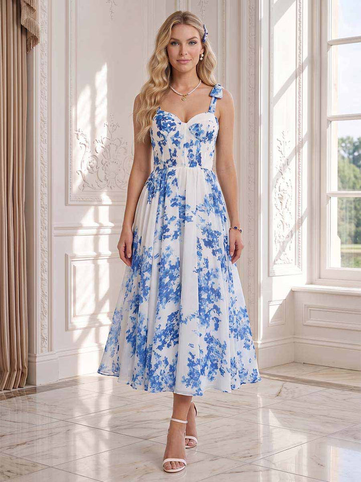 A-Line/Princess Sweetheart Sleeveless Floor-Length Wedding Guest Dresses with Bowknot