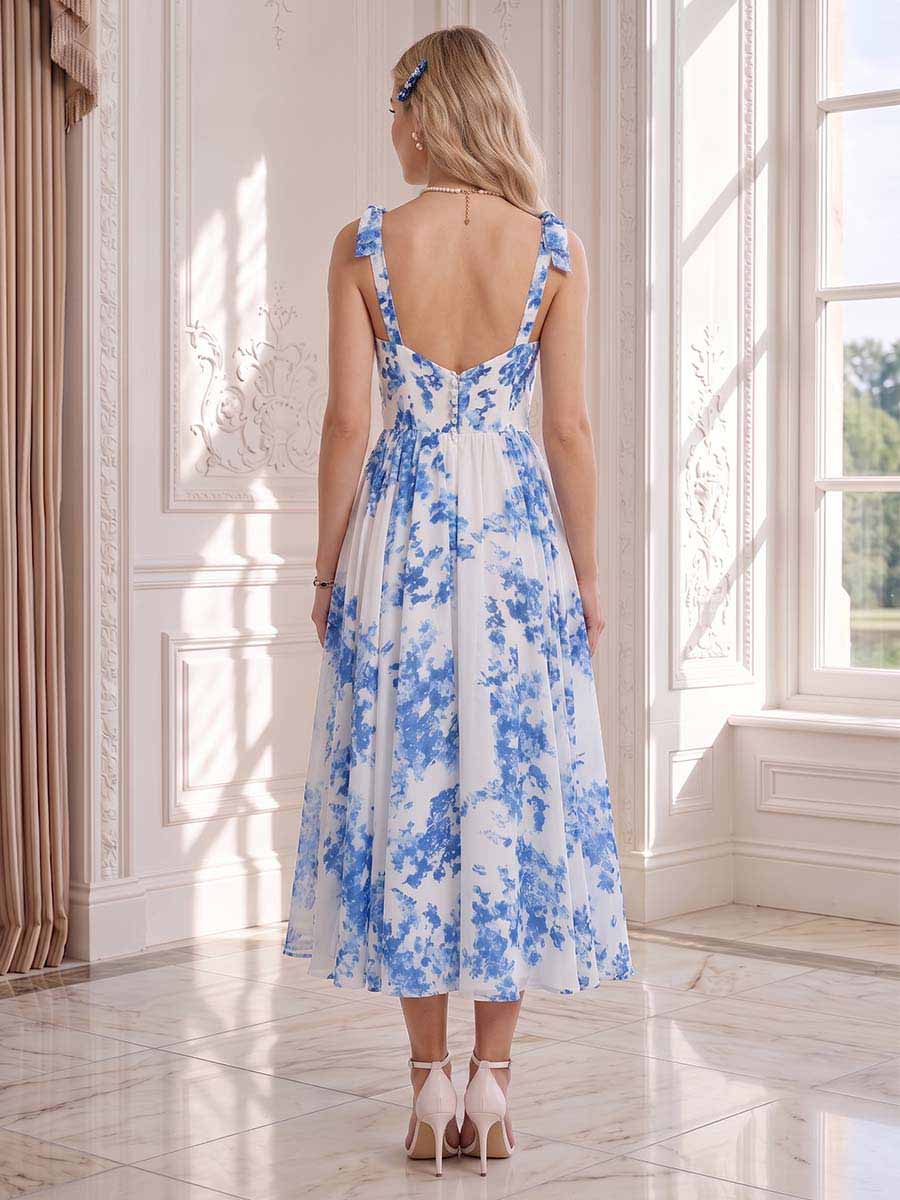 A-Line/Princess Sweetheart Sleeveless Floor-Length Wedding Guest Dresses with Bowknot