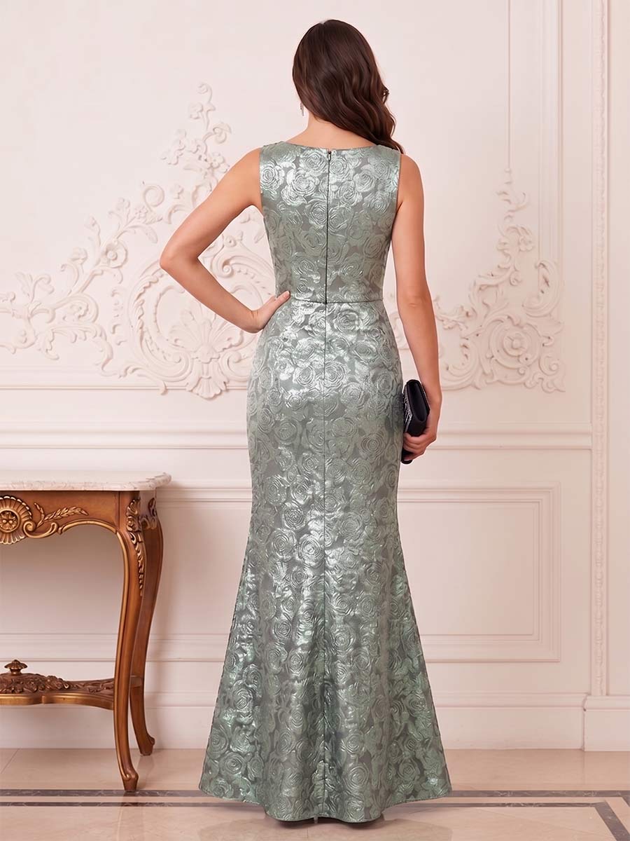 Trumpet/Mermaid Boat Neck Sleeveless Floor-Length Mother of the Bride Dresses with Lace &amp; Split Side