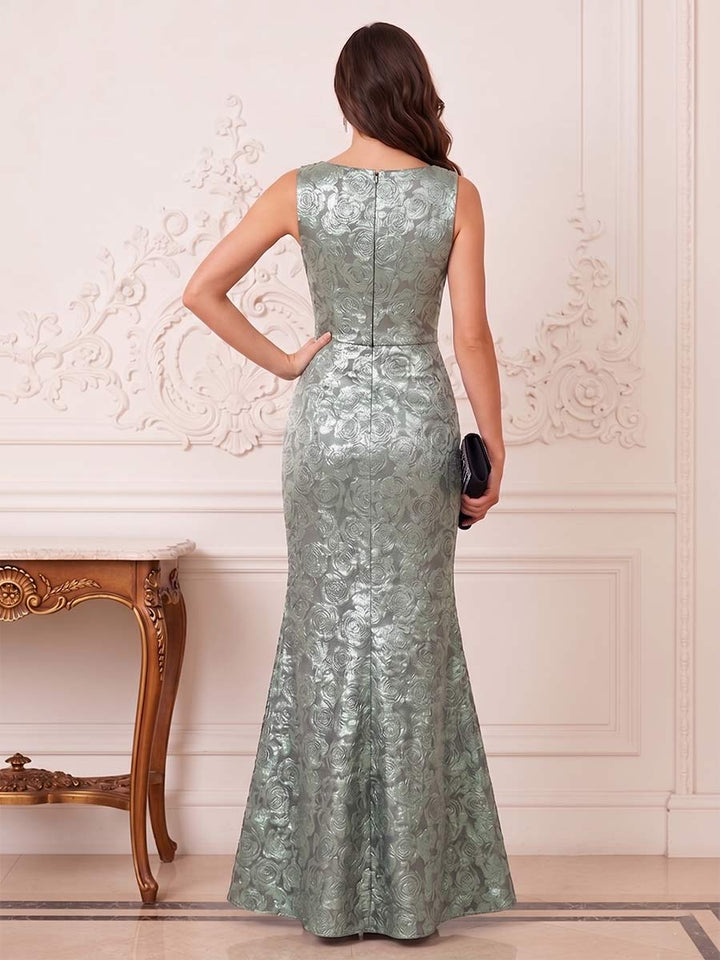 Trumpet/Mermaid Boat Neck Sleeveless Floor-Length Mother of the Bride Dresses with Lace &amp; Split Side