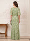A-Line/Princess Scoop Half Sleeves Floor-Length Mother of the Bride Dresses with Ruffles