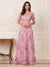 A-Line/Princess Short Sleeves V Neck Floor-Length Mother of the Bride Dresses with 3D Floral