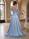 Sheath/Column Square Neck Long Sleeves Floor-Length Evening Dresses with Sequins & Beading