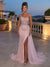 Trumpet/Mermaid Strapless Sleeveless Floor-Length Evening Dresses with Sequins & Split Side