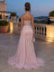 Trumpet/Mermaid Strapless Sleeveless Floor-Length Evening Dresses with Sequins & Split Side