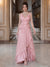 A-Line/Princess V-Neck Sleeveless Floor-Length Evening Dresses with Ruffles & Applique