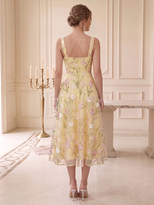 A-Line/Princess Sweetheart Sleeveless Tea-Length Wedding Guest Dresses with Applique & Lace