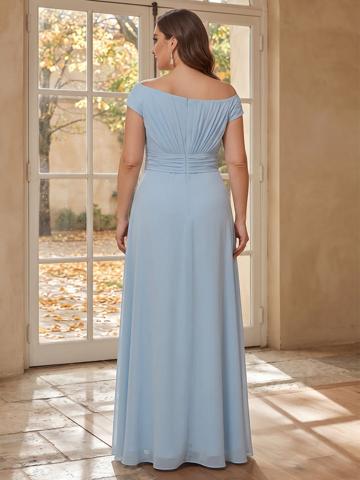 A-Line/Princess Asymmetrical Sleeveless Ankle-Length Plus Size Mother of the Bride Dresses with 3D Floral &amp; Pleats