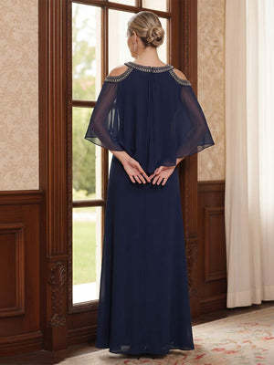 Sheath/Column 3/4 Sleeves Bateau Floor-length Mother of the Bride Dresses with Beading