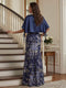 Trumpet/Mermaid V Neck Half Sleeves Floor-length Mother of the Bride Dresses with Split Side & Cape