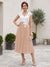 A-Line/Princess V-Neck Short Sleeves Tea-length Mother of the Bride Dresses with Applique & Pleats