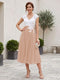 A-Line/Princess V-Neck Short Sleeves Tea-length Mother of the Bride Dresses with Applique & Pleats