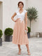 A-Line/Princess V-Neck Short Sleeves Tea-length Mother of the Bride Dresses with Applique & Pleats