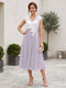 A-Line/Princess V-Neck Short Sleeves Tea-length Mother of the Bride Dresses with Applique & Pleats