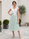 A-Line/Princess V-Neck Short Sleeves Tea-length Mother of the Bride Dresses with Applique & Pleats