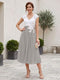 A-Line/Princess V-Neck Short Sleeves Tea-length Mother of the Bride Dresses with Applique & Pleats
