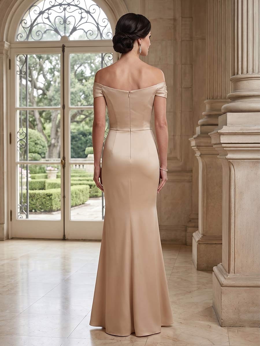 Trumpet/Mermaid Off the Shoulder Sleeveless Floor-length Mother of the Bride Dresses with Rhinestone