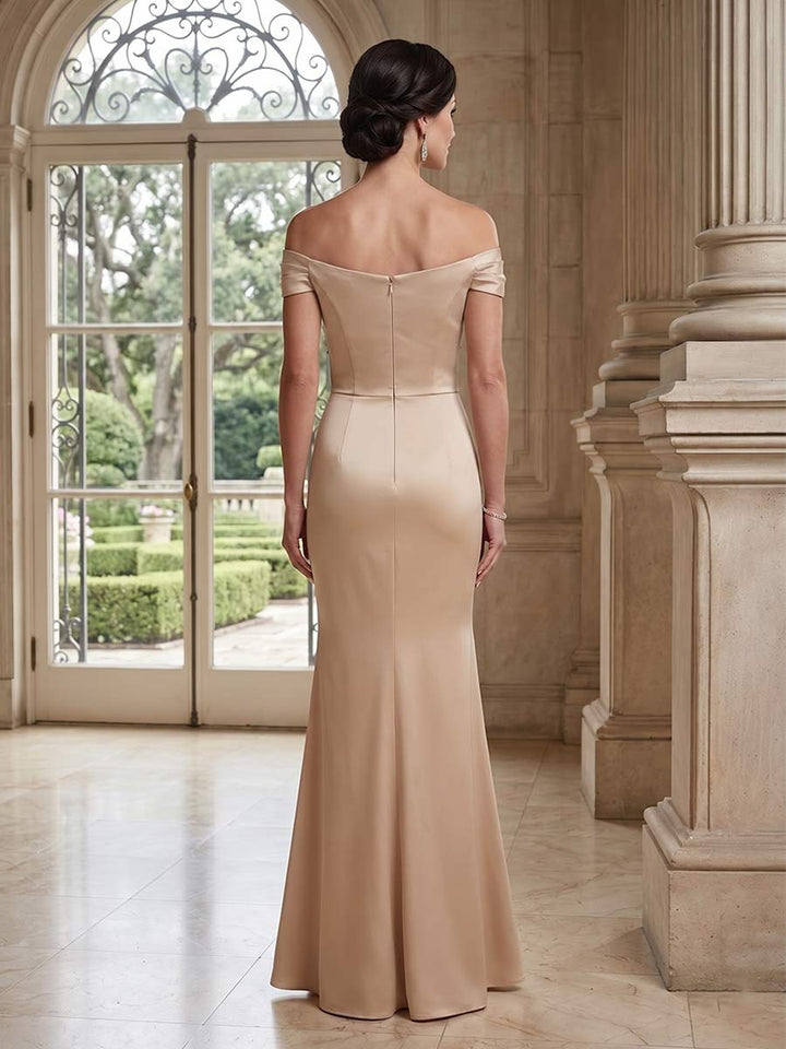 Trumpet/Mermaid Off the Shoulder Sleeveless Floor-length Mother of the Bride Dresses with Rhinestone