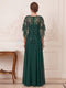A-Line/Princess Scoop Short Sleeves Floor-Length Mother of the Bride Dresses with Applique & Beading