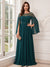 A-Line/Princess Long Sleeves Crew Neck Floor-Length Mother of the Bride Dresses with Pleats