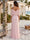 Sheath/Column Cold-Shoulder Half Sleeves Floor-Length Bridesmaid Dresses With Ruched