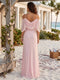 Sheath/Column Cold-Shoulder Half Sleeves Floor-Length Bridesmaid Dresses With Ruched