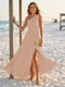 A-Line/Princess One-Shoulder Sleeveless Floor-Length Bridesmaid Dresses with Split Side & Ruched
