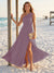 A-Line/Princess One-Shoulder Sleeveless Floor-Length Bridesmaid Dresses with Split Side & Ruched