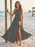 A-Line/Princess One-Shoulder Sleeveless Floor-Length Bridesmaid Dresses with Split Side & Ruched