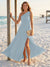 A-Line/Princess One-Shoulder Sleeveless Floor-Length Bridesmaid Dresses with Split Side & Ruched