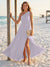A-Line/Princess One-Shoulder Sleeveless Floor-Length Bridesmaid Dresses with Split Side & Ruched