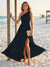 A-Line/Princess One-Shoulder Sleeveless Floor-Length Bridesmaid Dresses with Split Side & Ruched