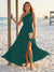 A-Line/Princess One-Shoulder Sleeveless Floor-Length Bridesmaid Dresses with Split Side & Ruched