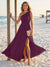 A-Line/Princess One-Shoulder Sleeveless Floor-Length Bridesmaid Dresses with Split Side & Ruched