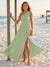 A-Line/Princess One-Shoulder Sleeveless Floor-Length Bridesmaid Dresses with Split Side & Ruched