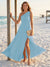 A-Line/Princess One-Shoulder Sleeveless Floor-Length Bridesmaid Dresses with Split Side & Ruched