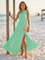 A-Line/Princess One-Shoulder Sleeveless Floor-Length Bridesmaid Dresses with Split Side & Ruched