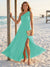 A-Line/Princess One-Shoulder Sleeveless Floor-Length Bridesmaid Dresses with Split Side & Ruched