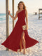 A-Line/Princess One-Shoulder Sleeveless Floor-Length Bridesmaid Dresses with Split Side & Ruched