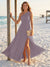 A-Line/Princess One-Shoulder Sleeveless Floor-Length Bridesmaid Dresses with Split Side & Ruched