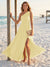 A-Line/Princess One-Shoulder Sleeveless Floor-Length Bridesmaid Dresses with Split Side & Ruched