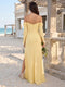 Sheath/Column Off-the-Shoulder Long Sleeves Floor-Length Bridesmaid Dresses With Ruched & Split Side