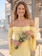Sheath/Column Off-the-Shoulder Long Sleeves Floor-Length Bridesmaid Dresses With Ruched & Split Side