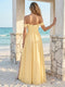 A-Line/Princess Off-the-Shoulder Sleeveless Floor-Length Bridesmaid Dresses With Ruched & Split Side