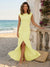Sheath/Column Scoop Cap sleeves Floor-Length Bridesmaid Dresses With Ruched