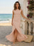 Sheath/Column Scoop Cap sleeves Floor-Length Bridesmaid Dresses With Ruched